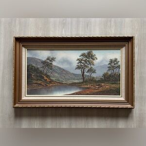 Vtg 80s Signed Oil Painting by Luise Repsold Mountainside Landscape